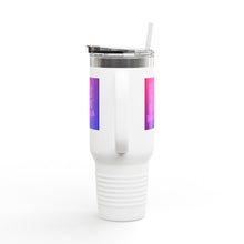 Load image into Gallery viewer, 40oz Insulated Travel Mug — 'Heels, Nails, Blade, Mascara' Neon Gradient