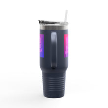 Load image into Gallery viewer, 40oz Insulated Travel Mug — 'Heels, Nails, Blade, Mascara' Neon Gradient
