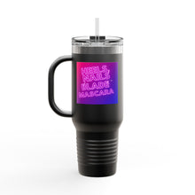 Load image into Gallery viewer, 40oz Insulated Travel Mug — 'Heels, Nails, Blade, Mascara' Neon Gradient