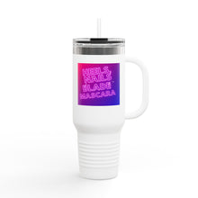Load image into Gallery viewer, 40oz Insulated Travel Mug — 'Heels, Nails, Blade, Mascara' Neon Gradient