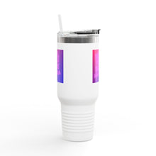 Load image into Gallery viewer, 40oz Insulated Travel Mug — 'Heels, Nails, Blade, Mascara' Neon Gradient