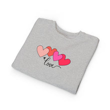 Load image into Gallery viewer, Toddler Sweatshirt — Pink Heart "Love" Pullover (Valentine’s Day Kids Gift) Family Matching