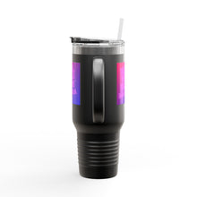 Load image into Gallery viewer, 40oz Insulated Travel Mug — 'Heels, Nails, Blade, Mascara' Neon Gradient