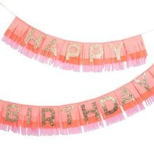 Load image into Gallery viewer, Meri Meri Pink Happy Birthday Fringe Garland