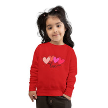 Load image into Gallery viewer, Toddler Sweatshirt — Pink Heart "Love" Pullover (Valentine’s Day Kids Gift) Family Matching
