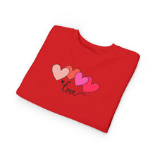 Load image into Gallery viewer, Toddler Sweatshirt — Pink Heart "Love" Pullover (Valentine’s Day Kids Gift) Family Matching
