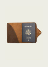 Load image into Gallery viewer, Leather Snap Passport Travel Wallet: Tan
