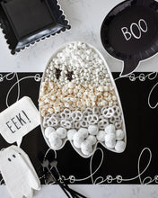 Load image into Gallery viewer, Halloween Hey Pumpkin Ghost Shaped Reusable Bamboo Tray

