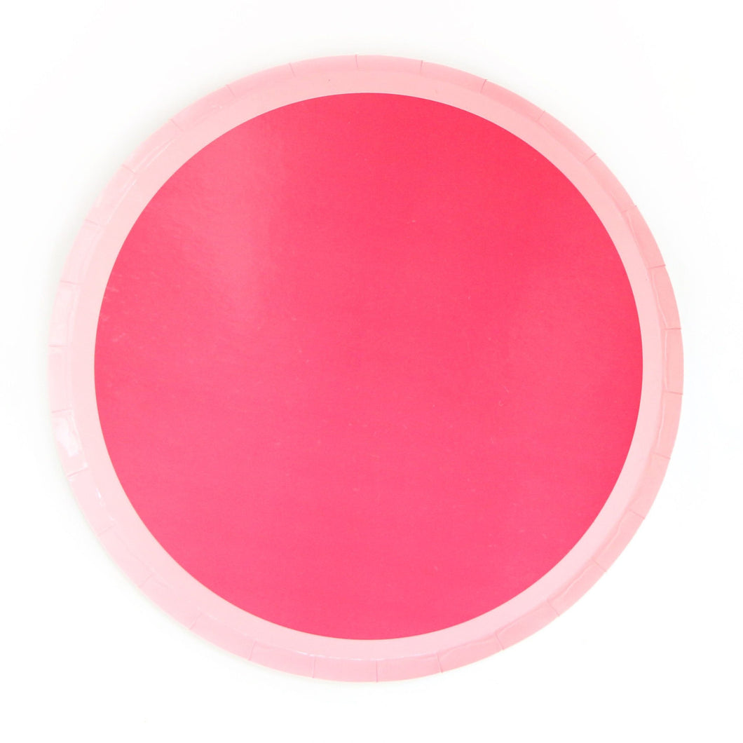 Strawberry and Light Pink Colour Blocked Paper Party Large 10” Plates