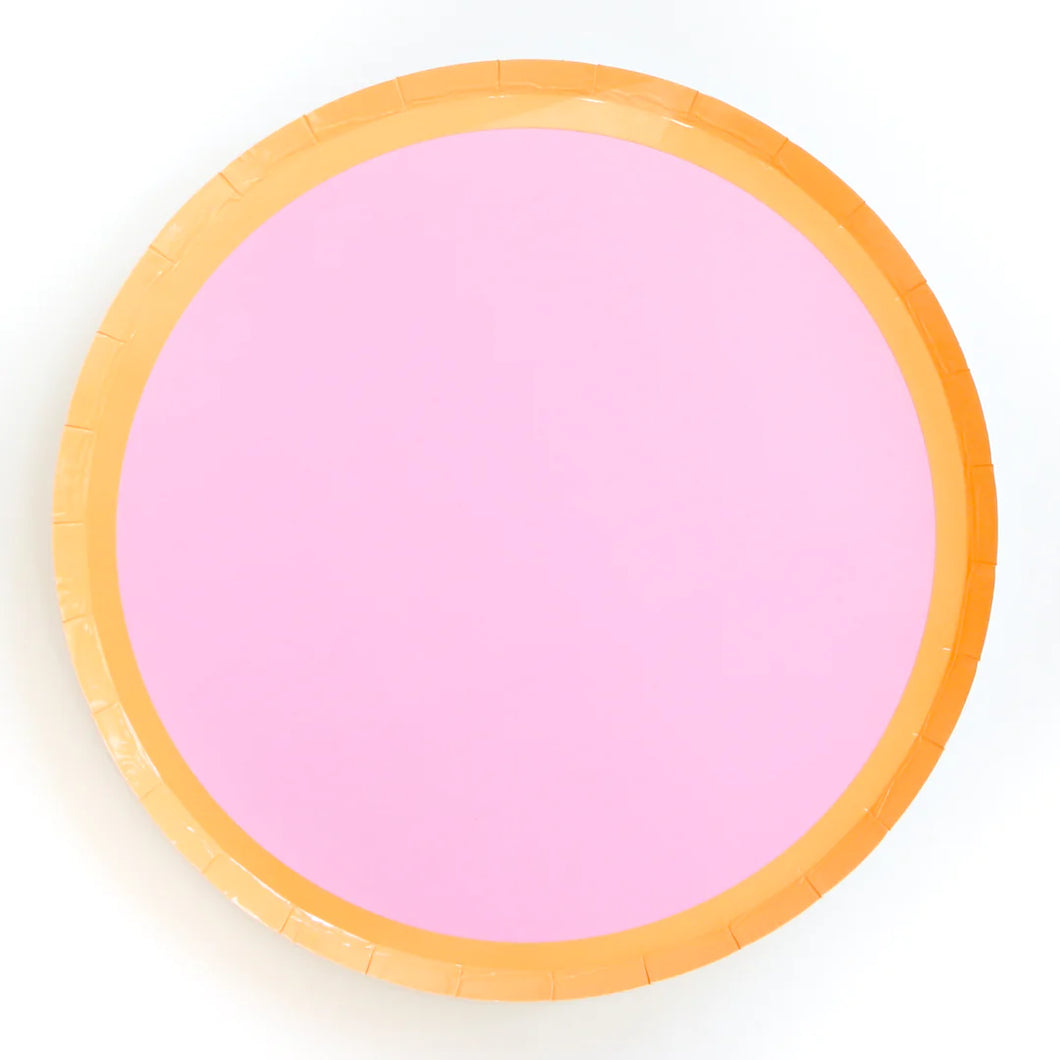 Peach and Lavender Colour Blocked Paper Party Large 10” Plates
