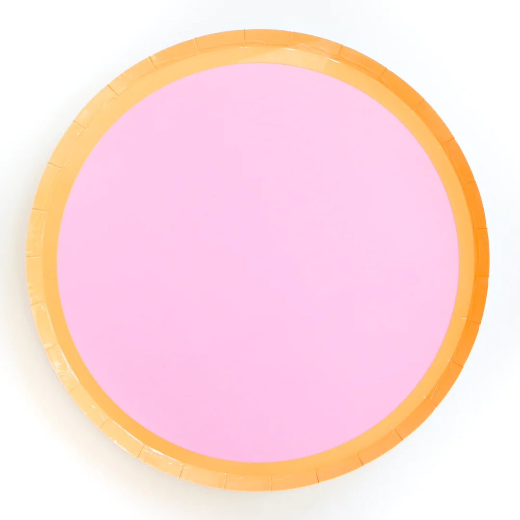 Peach and Lavender Colour Blocked Paper Party Large 10” Plates