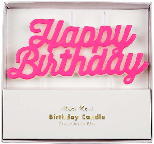 Meri Meri Pink Happy Birthday Candle - Lemonade Party Box