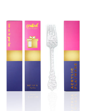 Acrylic Forks Set of 8 - Gold Silver Party Supplies - Lemonade Party Box