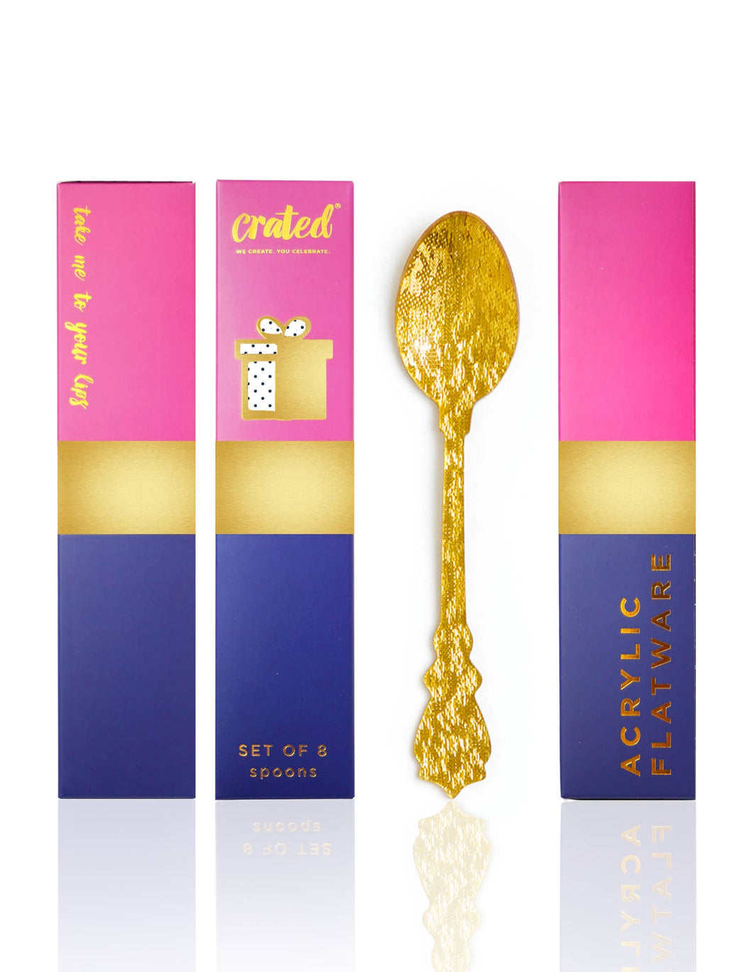 CRATED Party Supplies - Acrylic Spoons Set - Gold Silver Party Supplies