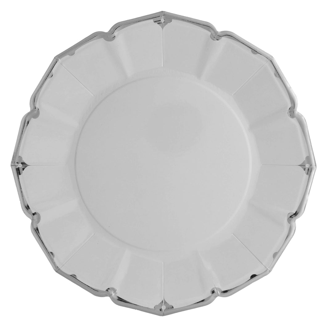 8 Gray With Silver Border Dinner Plates - Lemonade Party Box