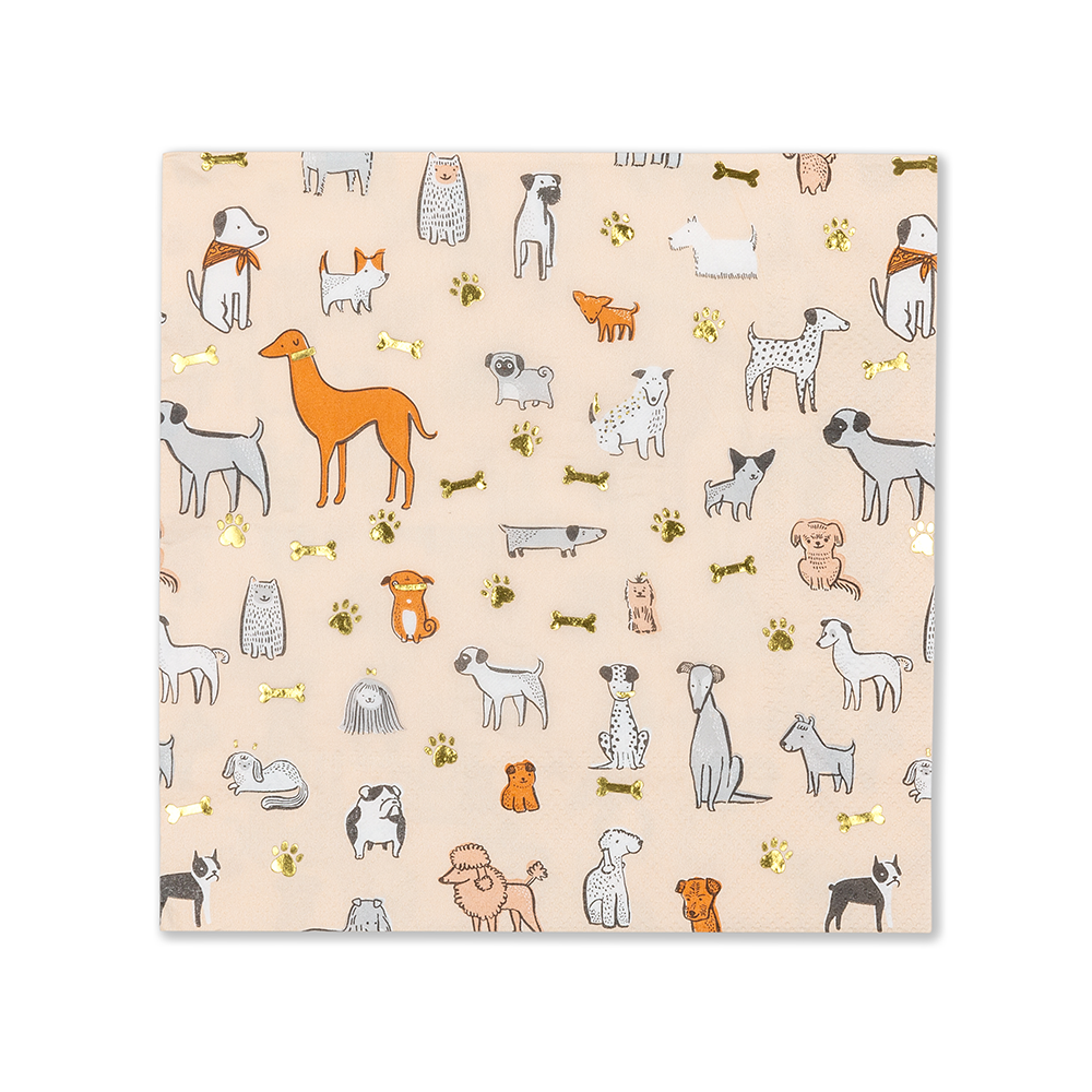 Bow Wow Large Napkins - 16  Pack