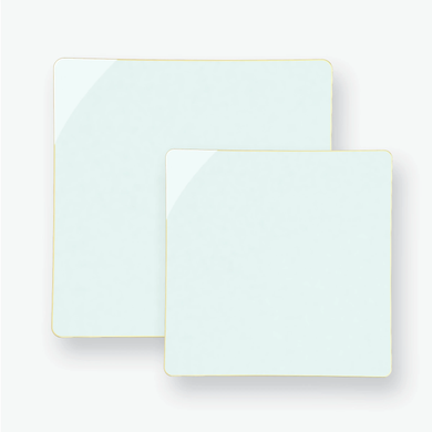 Square Mint, Gold Pattern Plastic Plates | 10 Plates - Lemonade Party Box
