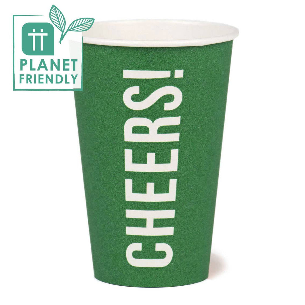 'Cheers' Green Recyclable Party Cup - 8 Pack
