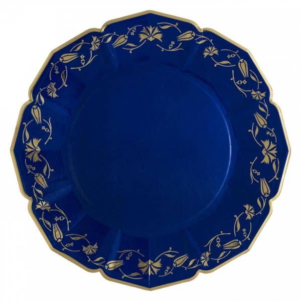8 Turkish Floral Cobalt Dinner Plates - Lemonade Party Box