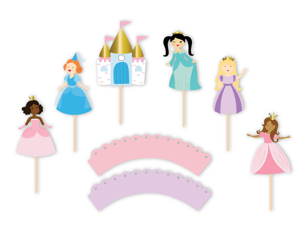 Pretty Princess - Cupcake Toppers & Wrappers, 12 ct