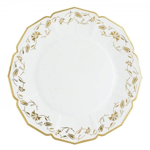 8 Turkish Floral White Dinner Plates