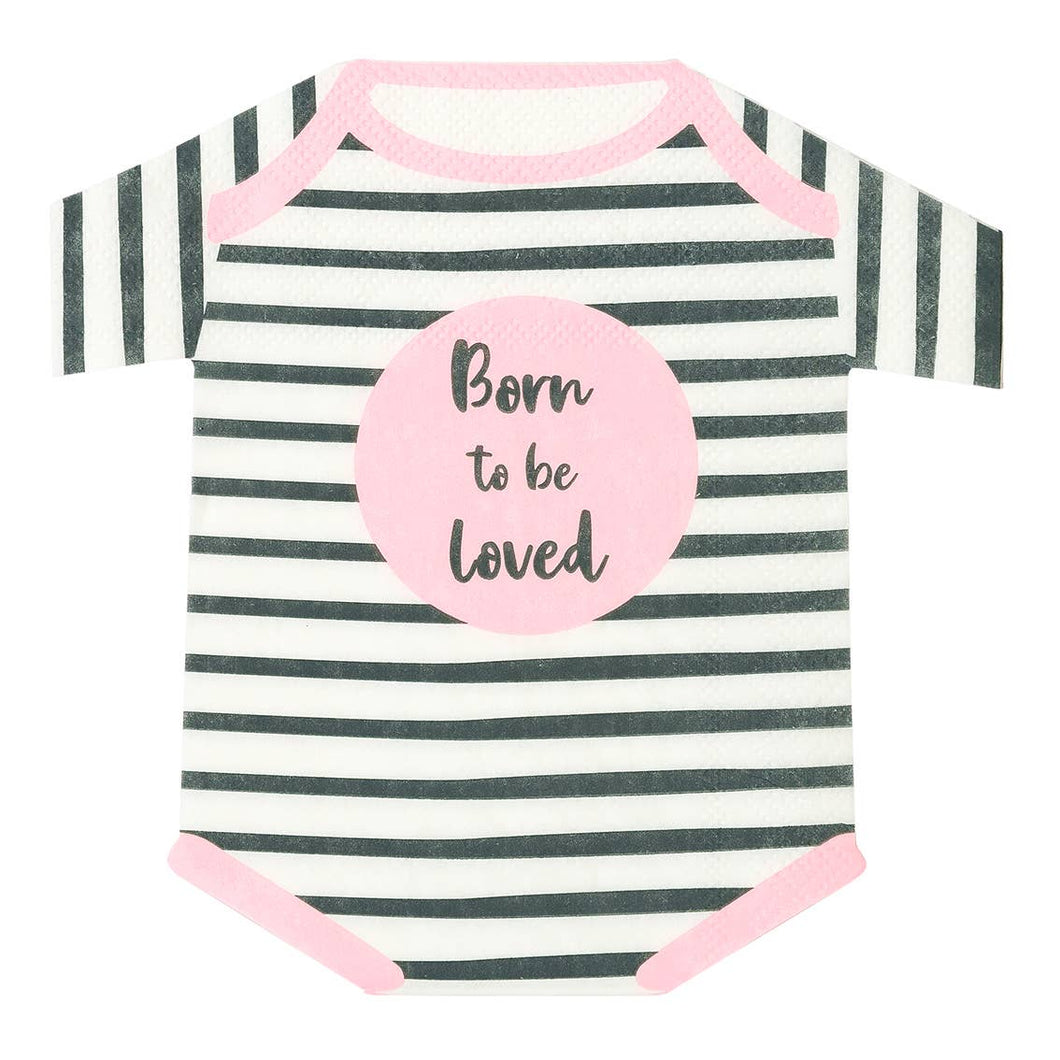 Born To Be Loved Pink Baby Grow Shaped Napkins - Lemonade Party Box