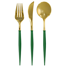 Load image into Gallery viewer, Reusable Bella Emerald and Gold Cutlery Set

