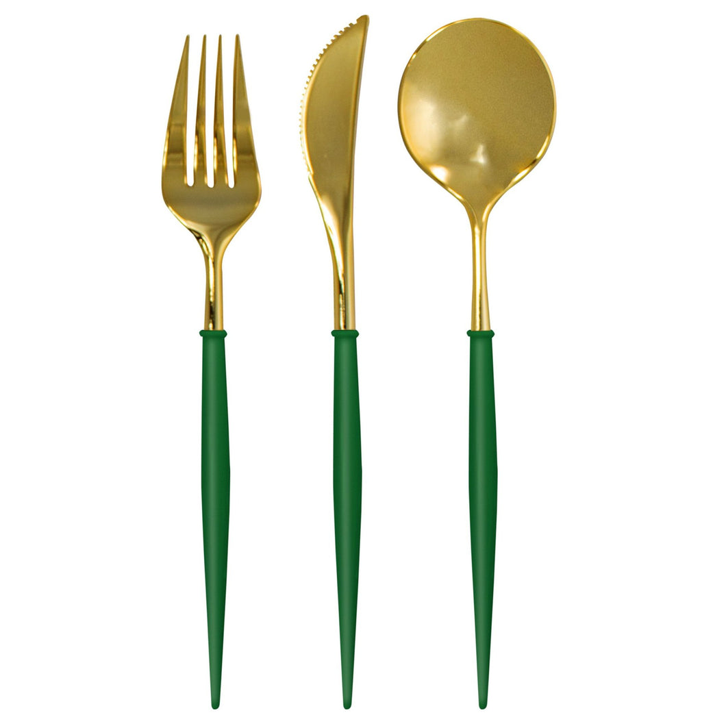 Reusable Bella Emerald and Gold Cutlery Set