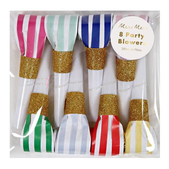Meri Meri Bright Stripe Party Horns-Blowers