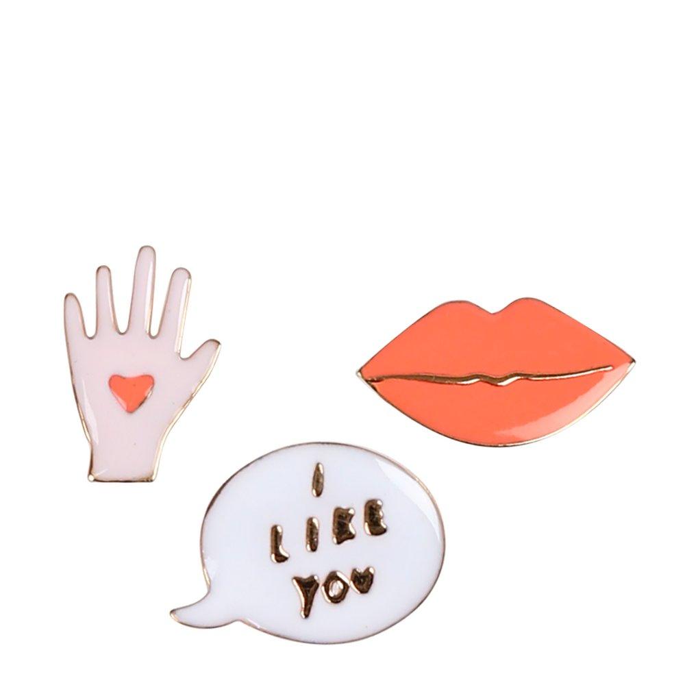 Meri Meri Valentine's Day Lips, Hand & Bubble Enamel Pins