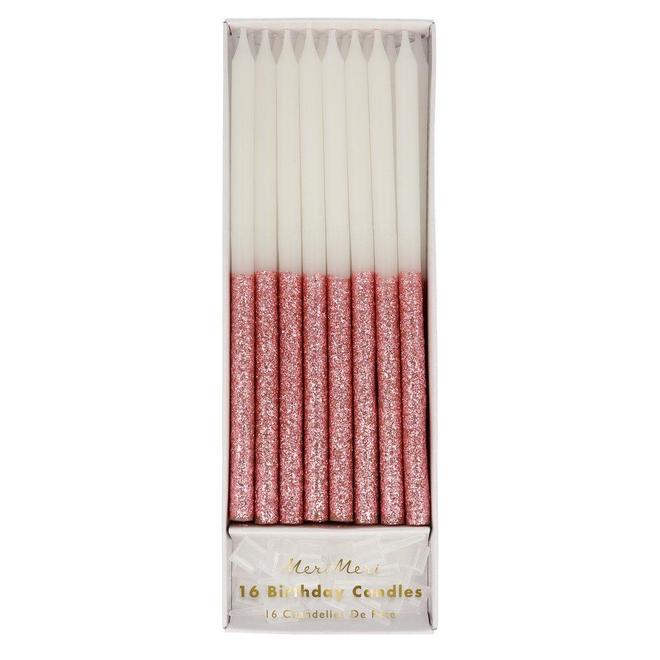 Meri Meri Dusky Pink Glitter Dipped Candles