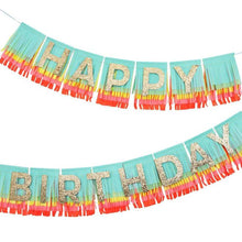 Load image into Gallery viewer, Meri Meri Rainbow Happy Birthday Fringe Garland
