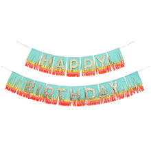 Load image into Gallery viewer, Meri Meri Rainbow Happy Birthday Fringe Garland

