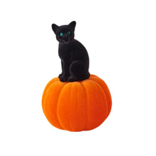 Load image into Gallery viewer, 14.5&quot; Flocked Cat on Pumpkin (Assorted Colours)
