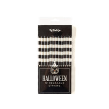 Load image into Gallery viewer, Halloween (Vintage) Reusable Straws - Black &amp; White Striped

