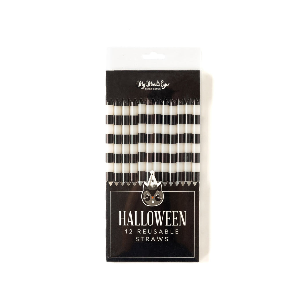 Halloween (Vintage) Reusable Straws - Black & White Striped