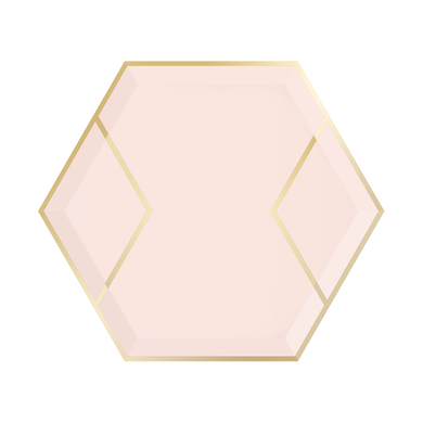 Paper Plates - Hexagon - Blush & Gold - Lemonade Party Box