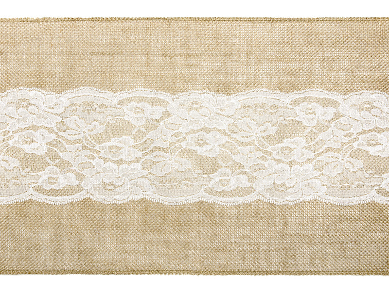 Beautiful Lace and Jute Table Runner