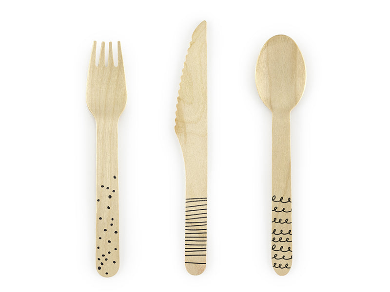 Black Wooden Cutlery Set