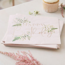 Load image into Gallery viewer, Floral Pink Happy Birthday Napkins
