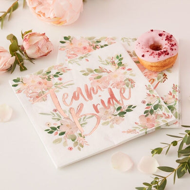 Team Bride Floral Hen Party Napkins - Lemonade Party Box