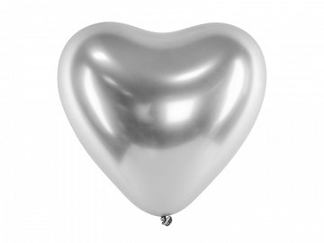 Glossy Heart Shaped Balloon - Silver