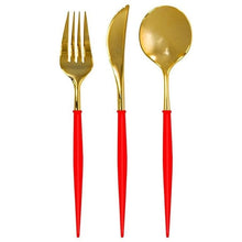 Load image into Gallery viewer, Reusable Bella Red and Gold Cutlery Set
