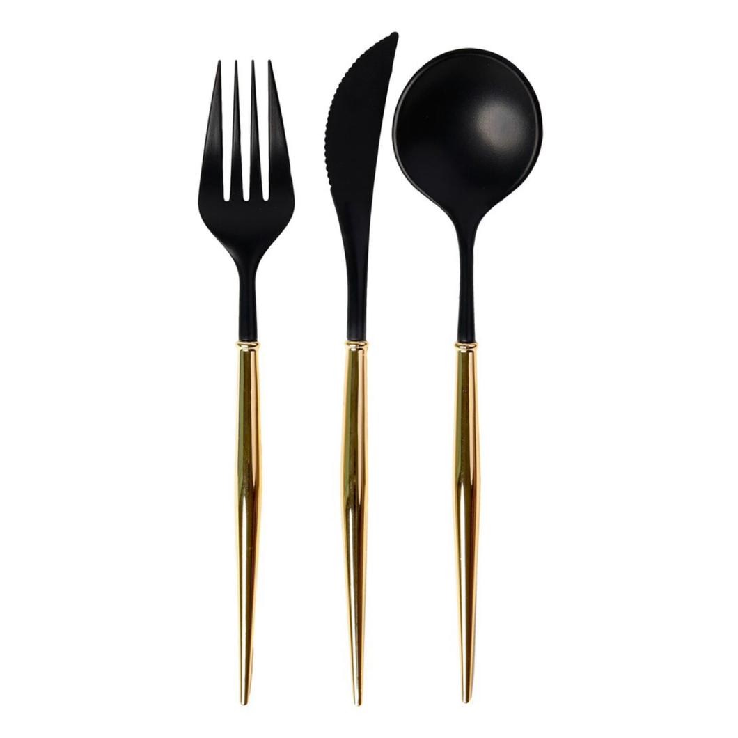Bella Black and Gold Reusable Cutlery Set - Lemonade Party Box