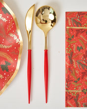 Load image into Gallery viewer, Reusable Bella Red and Gold Cutlery Set
