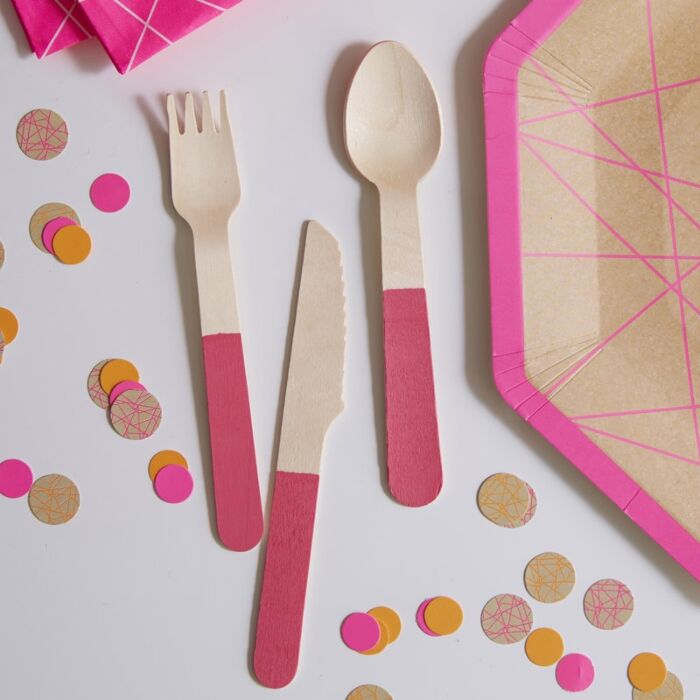 Fuschia Wooden Cutlery