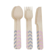 Load image into Gallery viewer, Pink and Grey Chevron Cutlery - Lemonade Party Box
