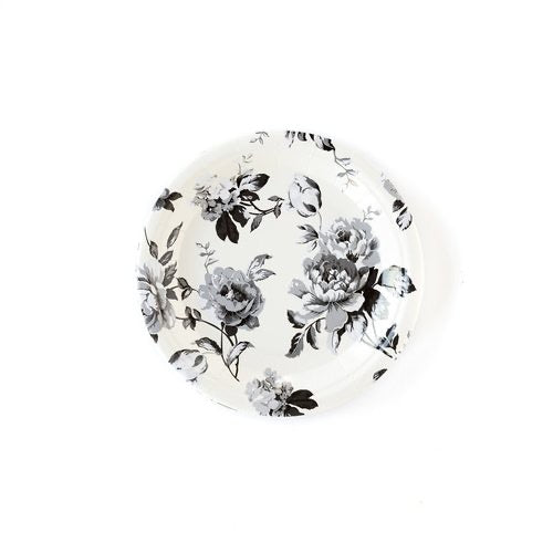 Black Floral 7” Dessert Plate - Lemonade Party Box