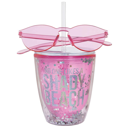 Drink Tumbler with Sunglasses No Shady Beach