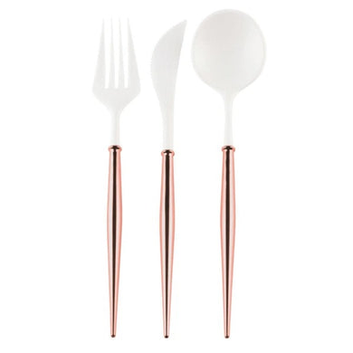 Bella White and Rose Gold Reusable Cutlery Set of 8 - Lemonade Party Box